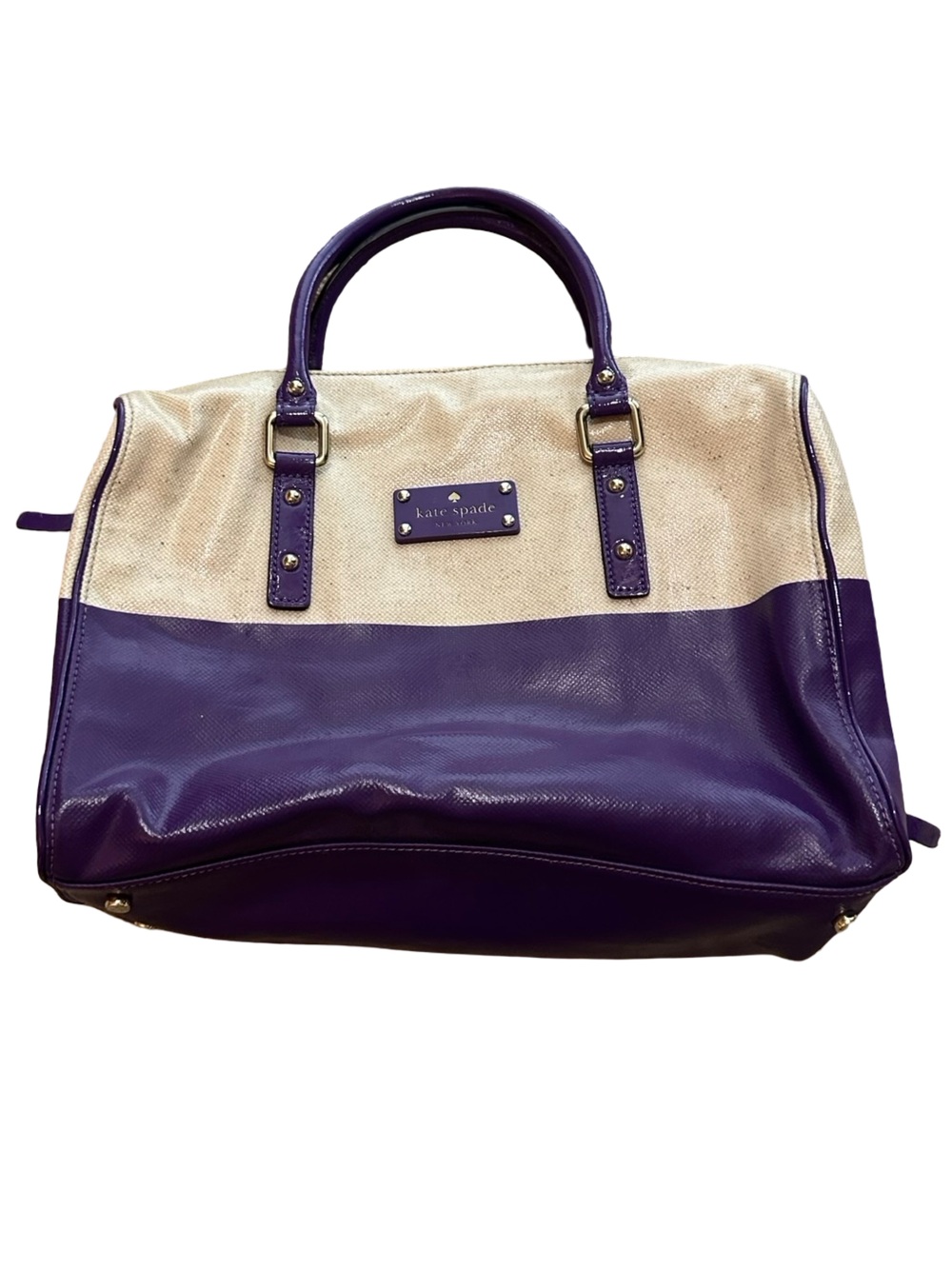 Kate Spade New York "Melinda" satchel two tone Purple & Cream colorblock design